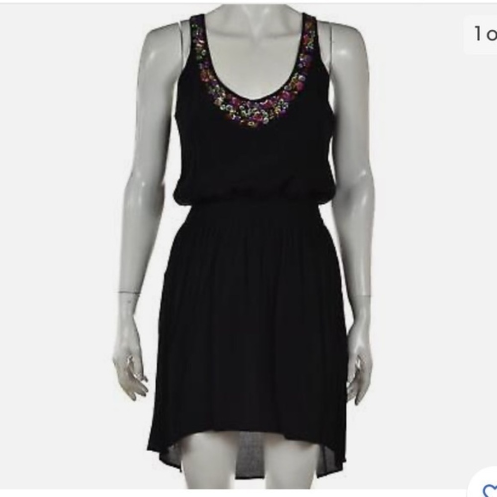 NWT Aqua Colored Jeweled Neck High Low Dress